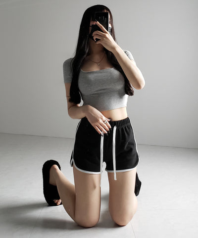 【 ３color 】サイドラインパイピングスウェットショートパンツ ／ sideline piping sweat short pants