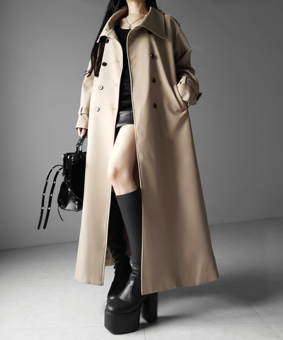 ２WAYスタンドカラーオーバーロングトレンチコート ／ 2WAY stand collar over long trench coat