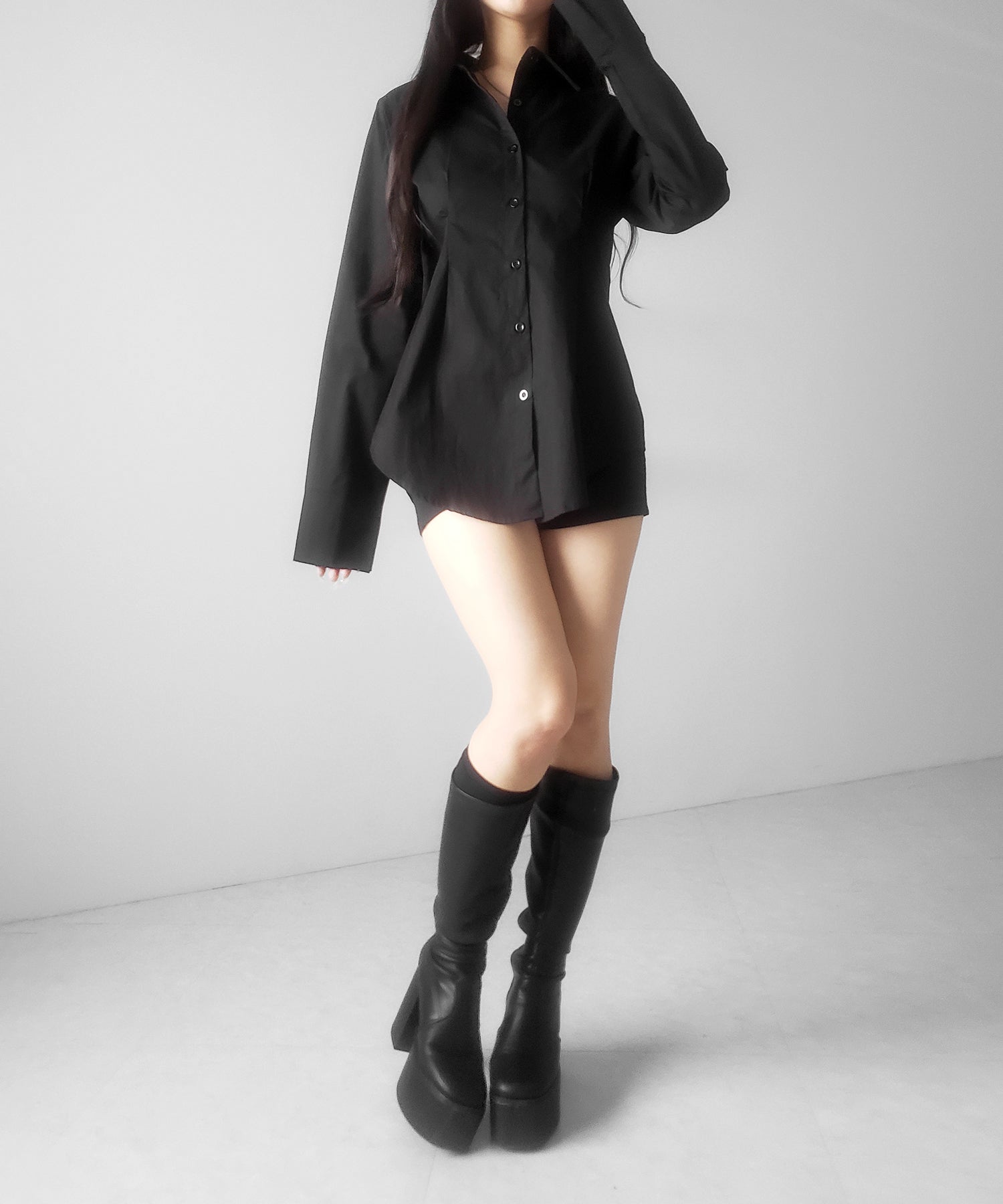 ウエストタックフレアレディシャツ ／ waist tuck flare lady shirts