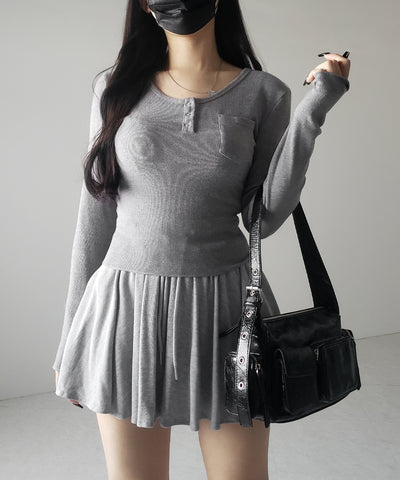 【 ３color ／インナーパンツ裏地付 】ハイウエストカットフレアミニスカート ／ High waist cut flare mini skirt