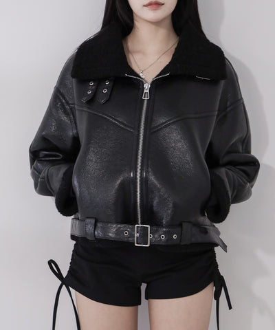 B-3ヴィンテージレザーボアムートンジャケット ／ B-3 vintage leather boa mouton jacket