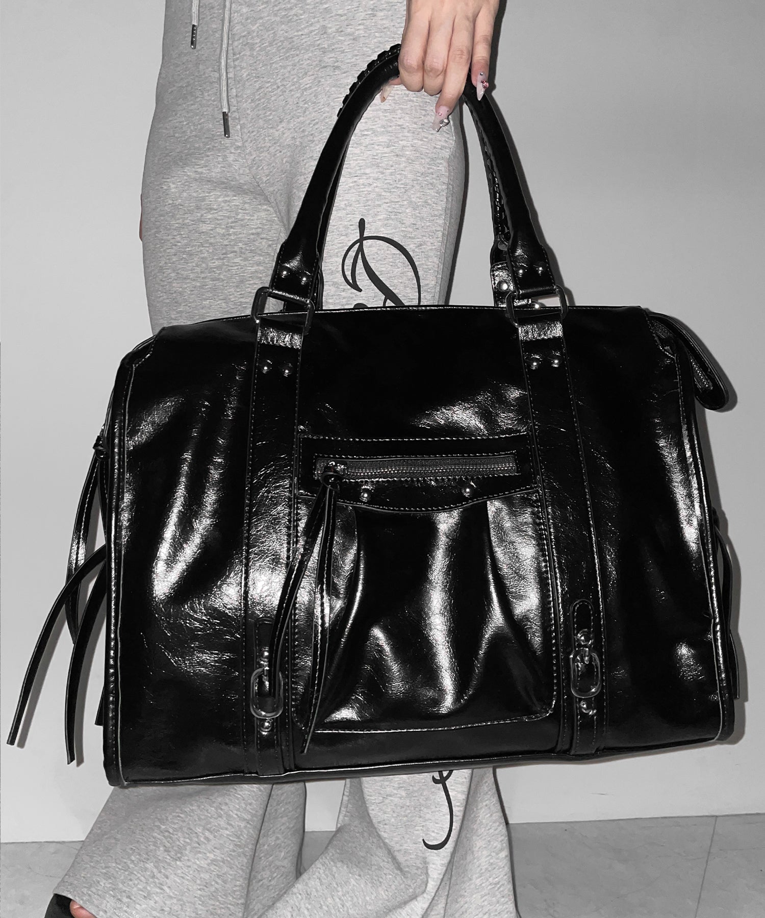 ヴィンテージフェイクレザーボストンエディターズバッグ ／ vintage fake leather boston editors bag