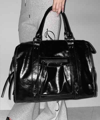 ヴィンテージフェイクレザーボストンエディターズバッグ ／ vintage fake leather boston editors bag