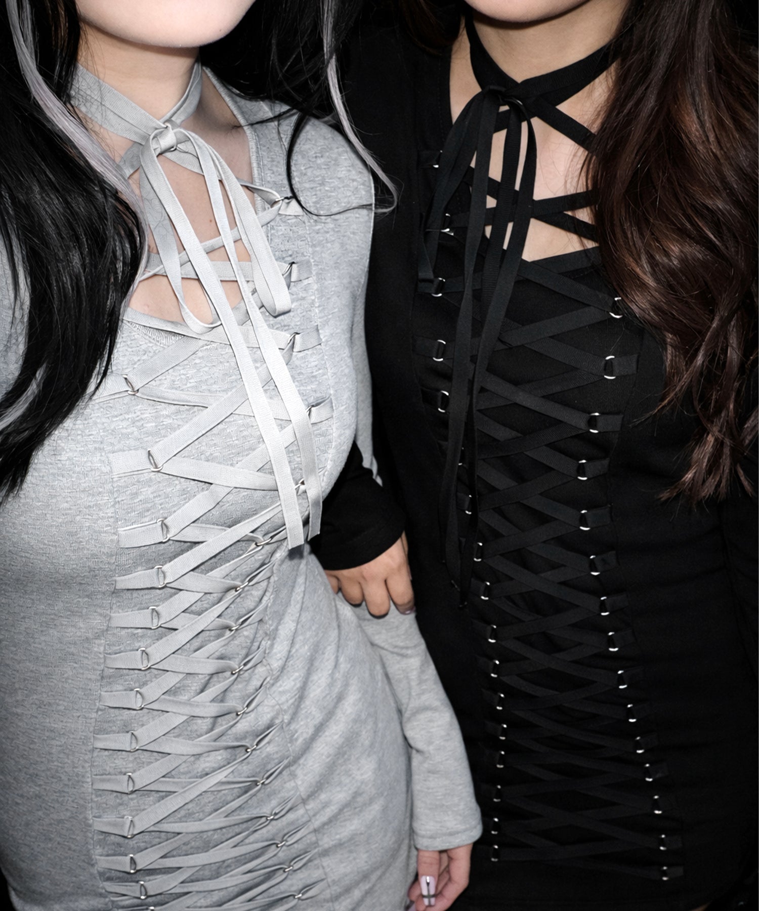 【 ２WAY 】レースアップコルセットリボンチョーカーミニワンピース ／ lace up corset ribbon choker mini onepiece