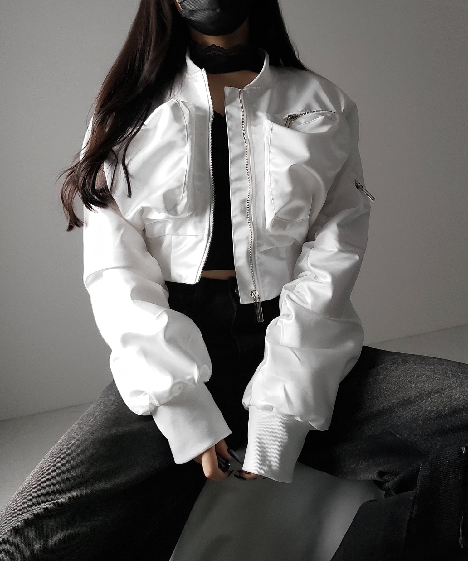 【 ２color 】アウトポケットジップアップショートブルゾン ／ out pocket zip up short blouson