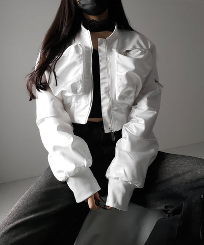 【 ２color 】アウトポケットジップアップショートブルゾン ／ out pocket zip up short blouson