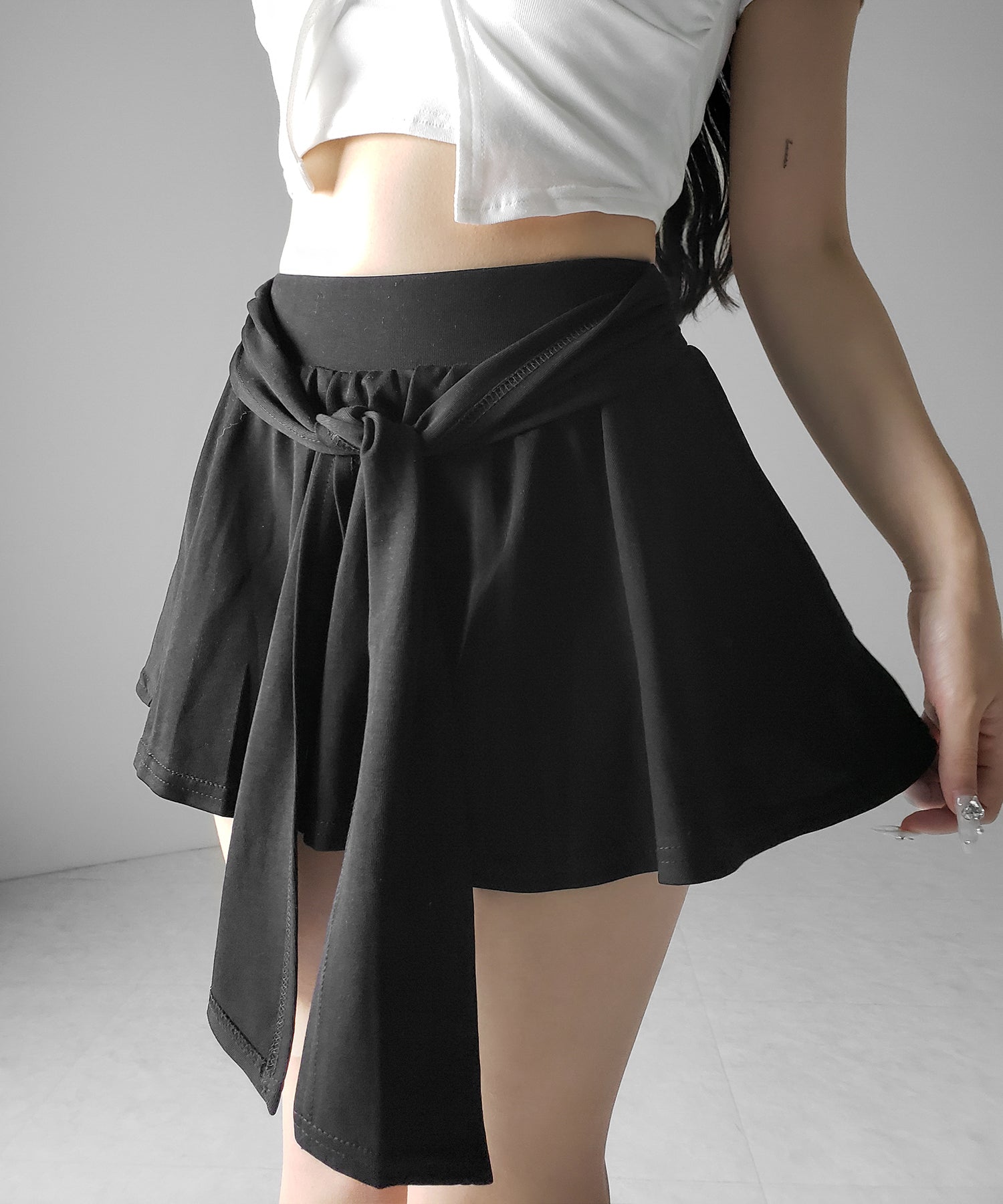 ラップレイヤードフレアミニスカパン ／ wrap layered flare mini skirt pants