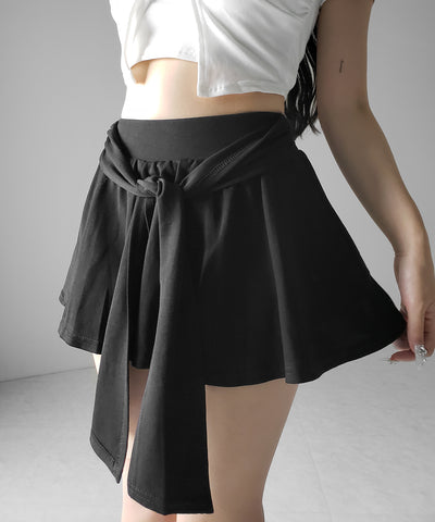 ラップレイヤードフレアミニスカパン ／ wrap layered flare mini skirt pants