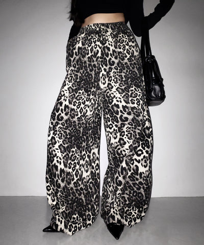 【 ２color 】ヴィンテージライクレオパードツイルワイドパンツ ／ vintage like leopard twill wide pants