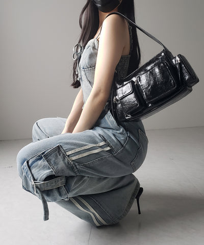 【 ２color 】レースアップリボンコルセットデニムビスチェ ／ lace up ribbon corset denim bustier