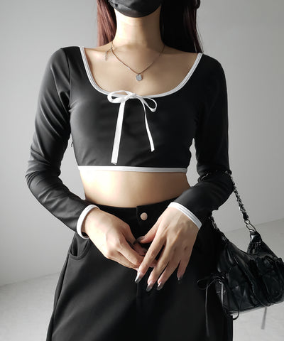 【 レディース水着／２点セット 】フロントリボンモノトーンハイウエストビキニ ／ front ribbon monotone high waist bikini