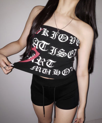 グランジロゴチューブベアトップ ／ grunge logo tube bare top