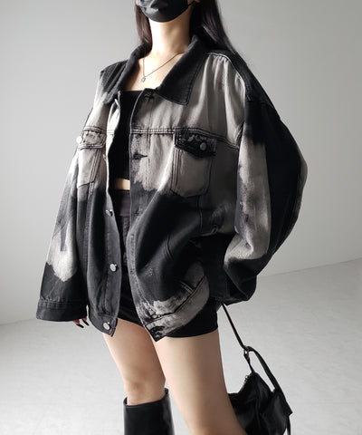 【 ３size 】タイダイブリーチヴィンテージオーバーデニムジャケット ／ tie dye bleach vintage over denim jacket