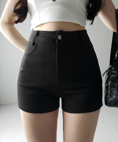 【 ２color ／４size 】ハイウエストタイトスパンショートパンツ ／ high waist tight span short pants