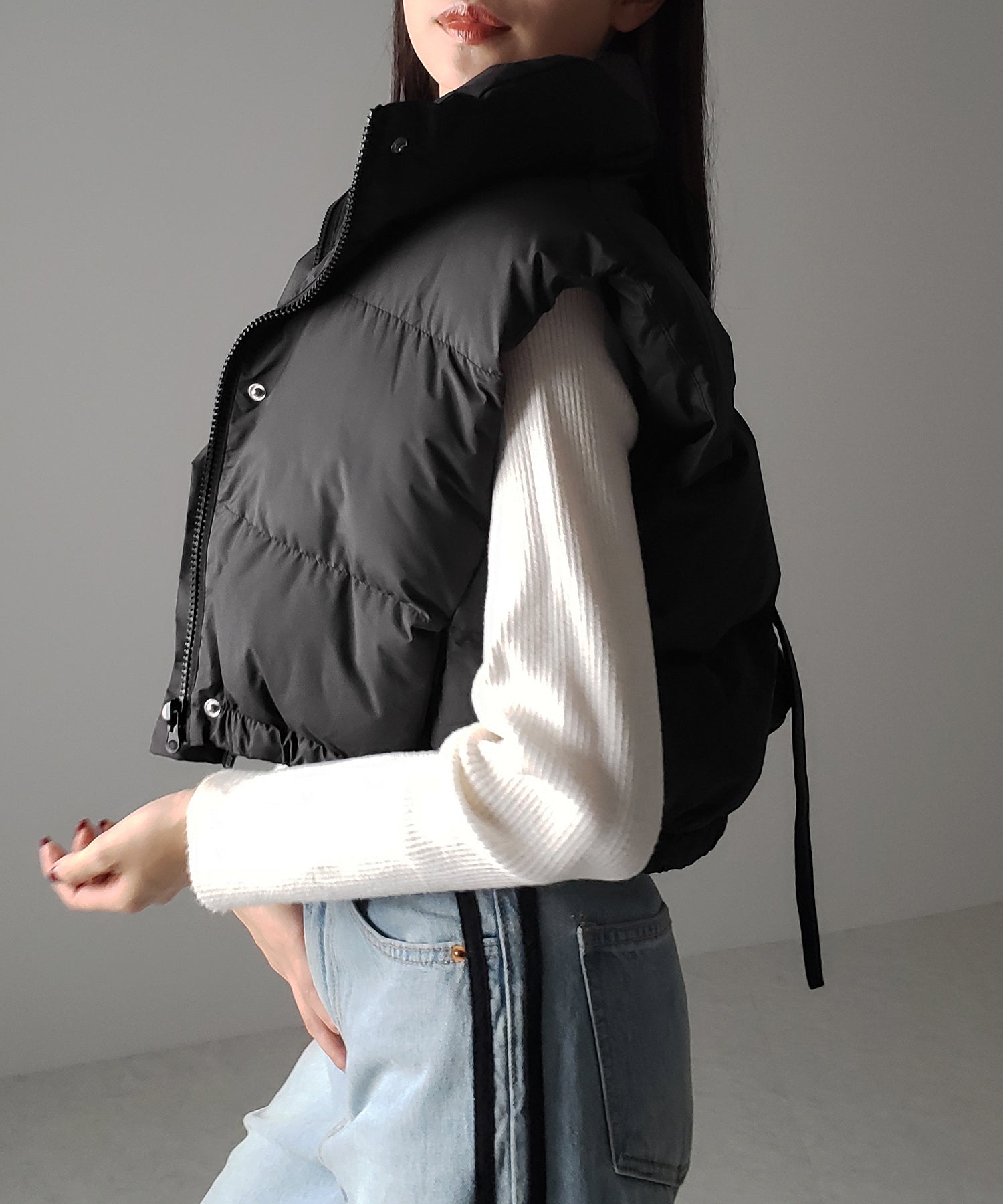 【 ２COLOR 】コンパクトショートフェイクダウンベスト