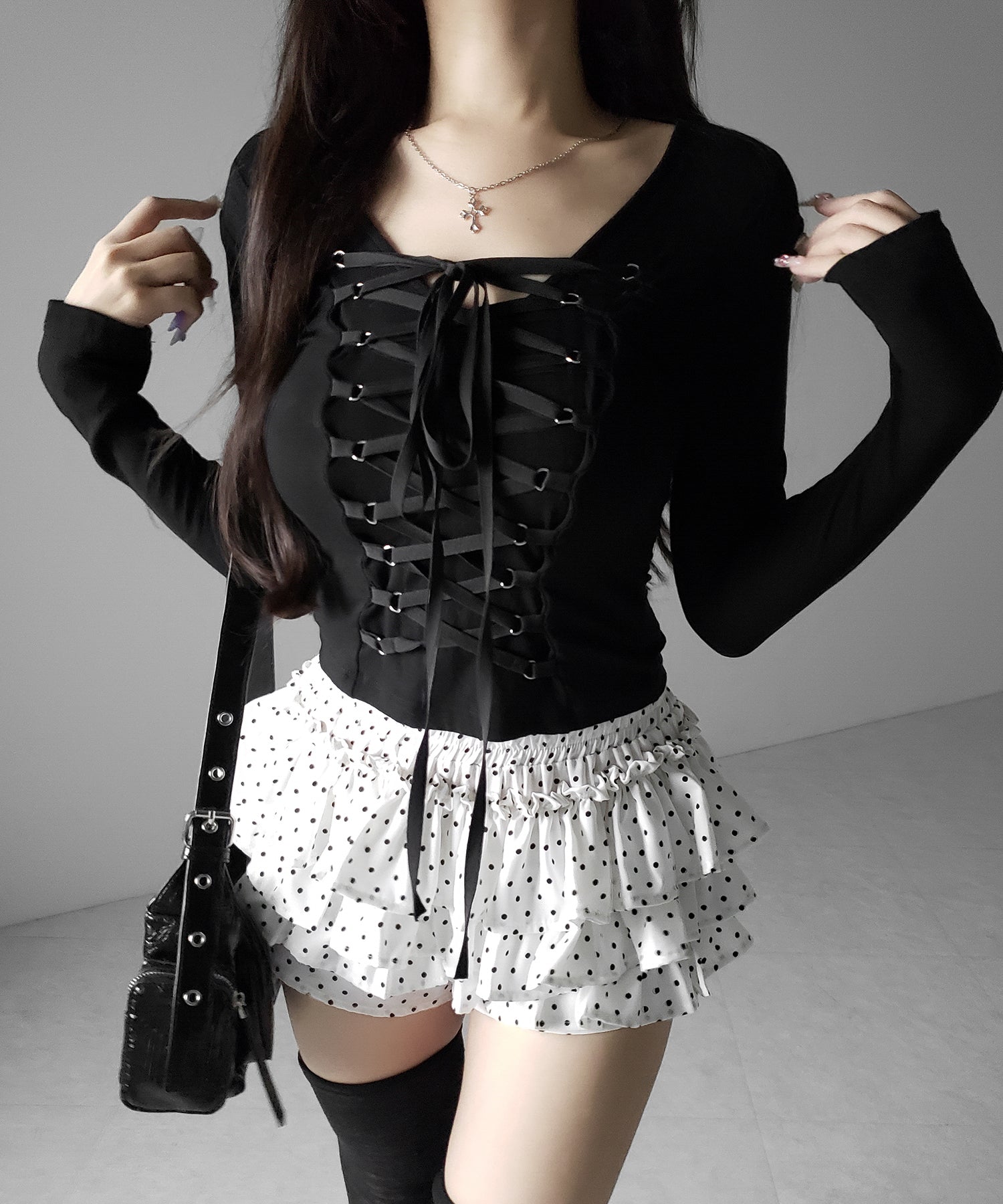 ティアードフリルドットショートパンツ ／ tiered frill dot short pants