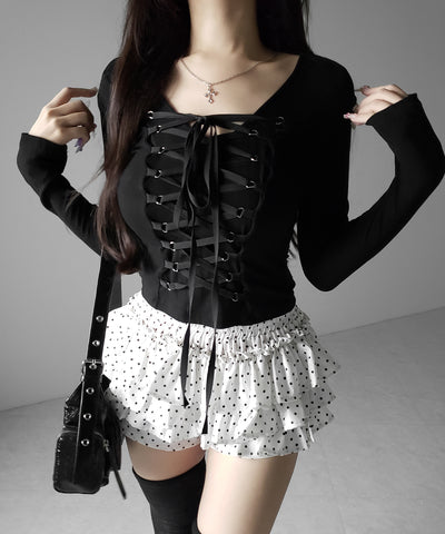 ティアードフリルドットショートパンツ ／ tiered frill dot short pants