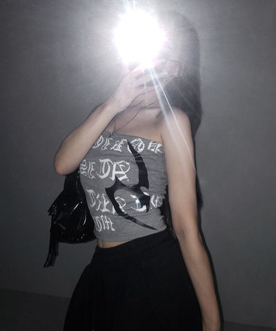 グランジロゴチューブベアトップ ／ grunge logo tube bare top