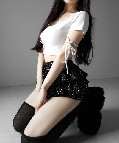 ティアードフリルドットショートパンツ ／ tiered frill dot short pants