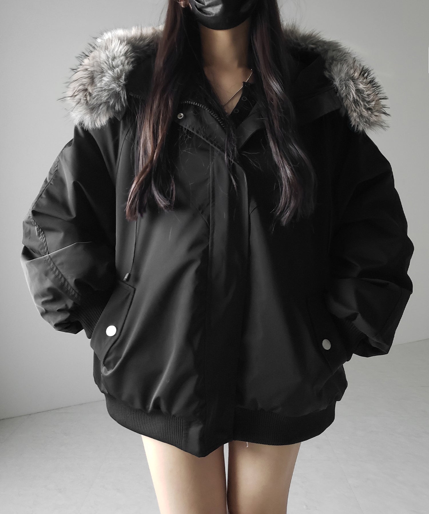 フェイクファーフーディビッグダウンジャケット ／ fake fur hoodie big down jacket