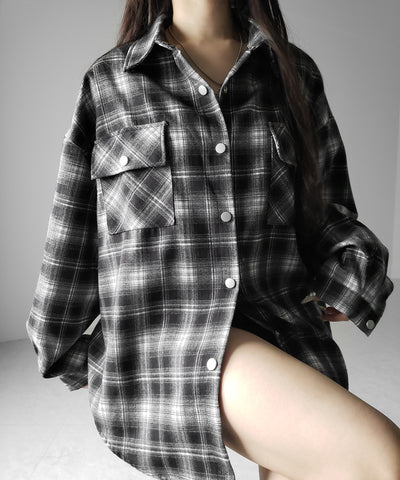 ブラックチェックオーバーフランネルシャツ ／ black check over flannel shirts