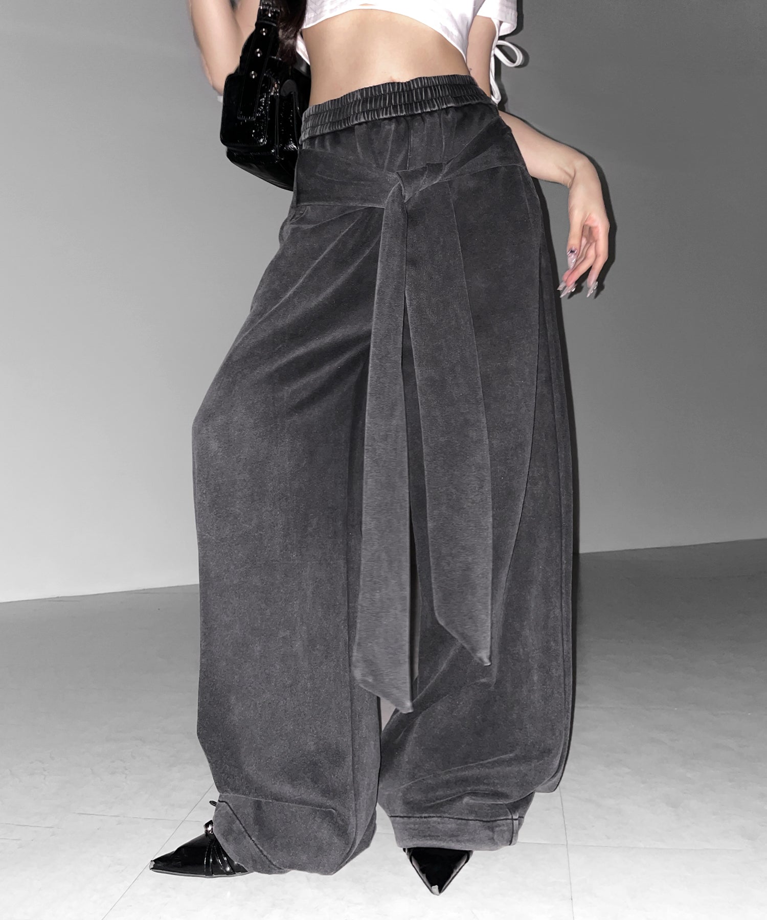 フェイクレイヤードピグメントスウェットワイドパンツ ／ fake layered pigment sweat wide pants