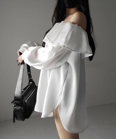 【 ２color 】オフショルダーフリルオーバーミニワンピース ／ off shoulder frill over mini onepiece