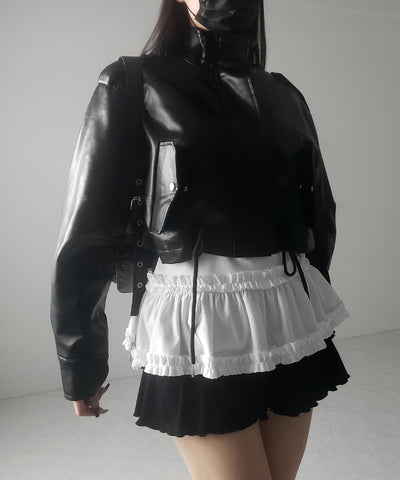 【 ３color 】裾フリルレイヤード長袖トップス ／ hem frill layered long sleeve tops
