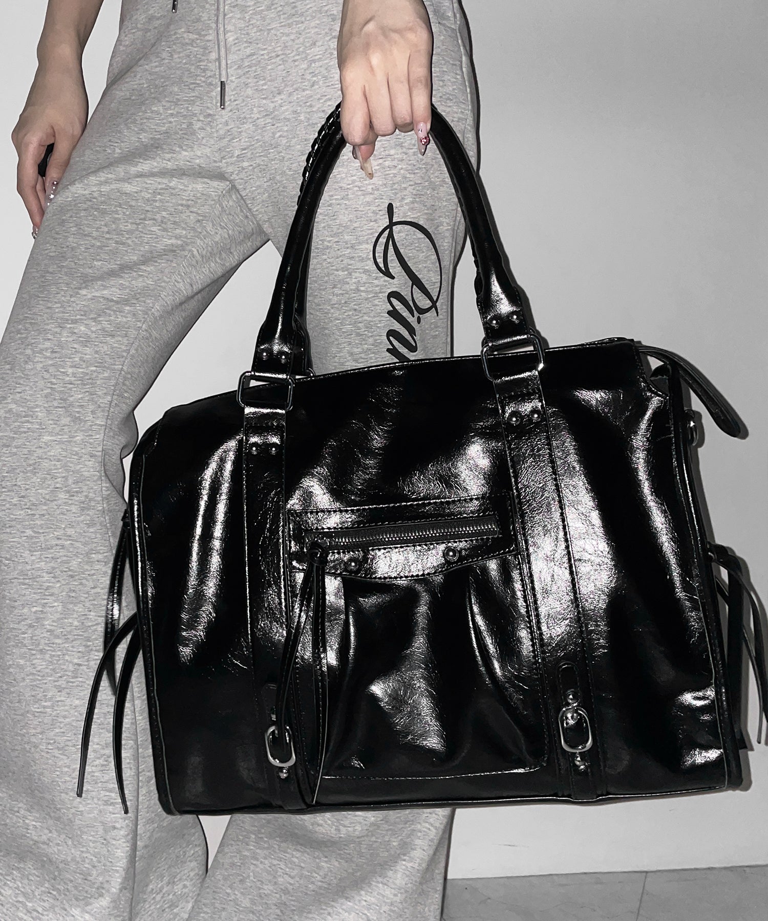 ヴィンテージフェイクレザーボストンエディターズバッグ ／ vintage fake leather boston editors bag