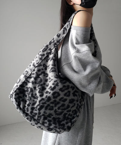【 ２color 】レオパードワンハンドルショルダートートバッグ ／ leopard onehandle shoulder tote bag