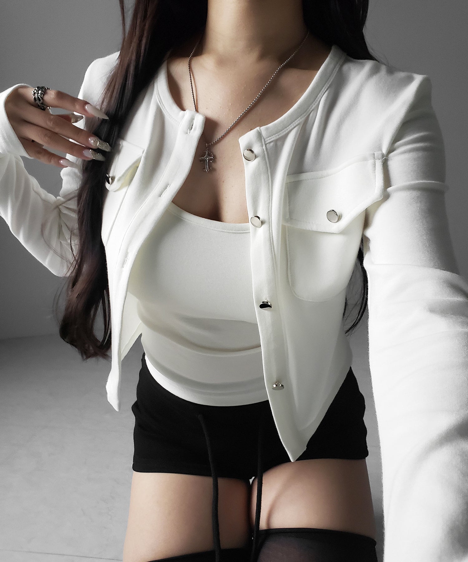 【 ２点セット 】アウトポケットカーディガン ＋ キャミソールセット ／ ( 2piece set ) out pocket cardigan + camisole SET