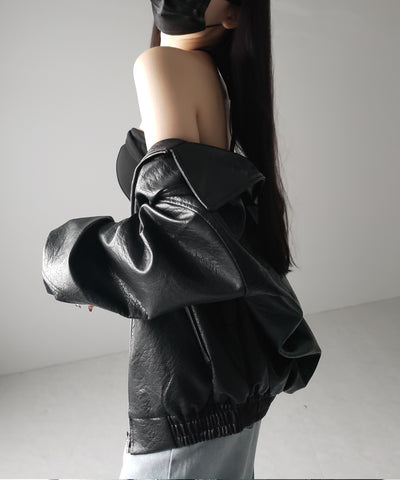 【 ２WAY／ カップ付 】ジップアップクロスストラップリボンベアトップス ／ zip up cross strap ribbon bare tops