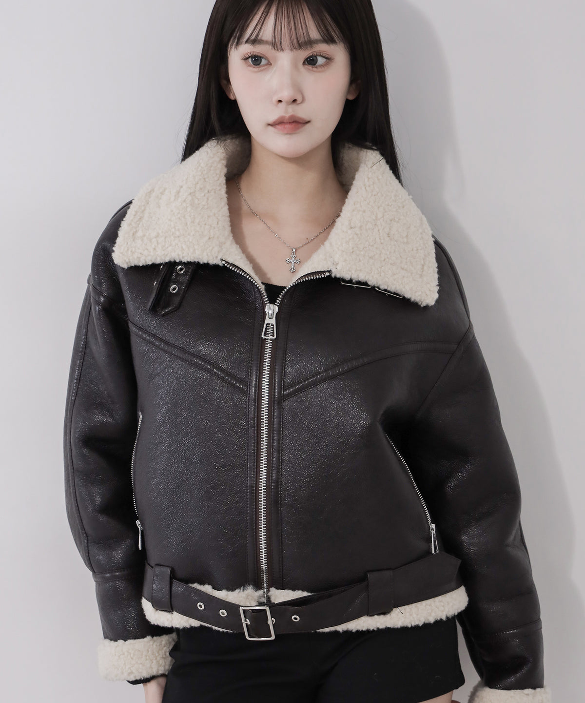 B-3ヴィンテージレザーボアムートンジャケット ／ B-3 vintage leather boa mouton jacket