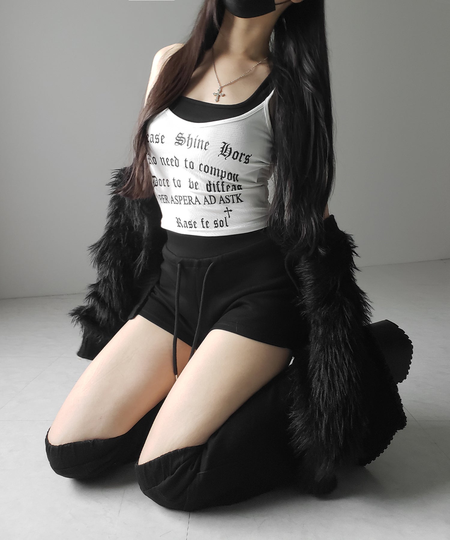 【 ２color 】グランジロゴレイヤードキャミソールトップス ／ grunge logo layered camisole tops