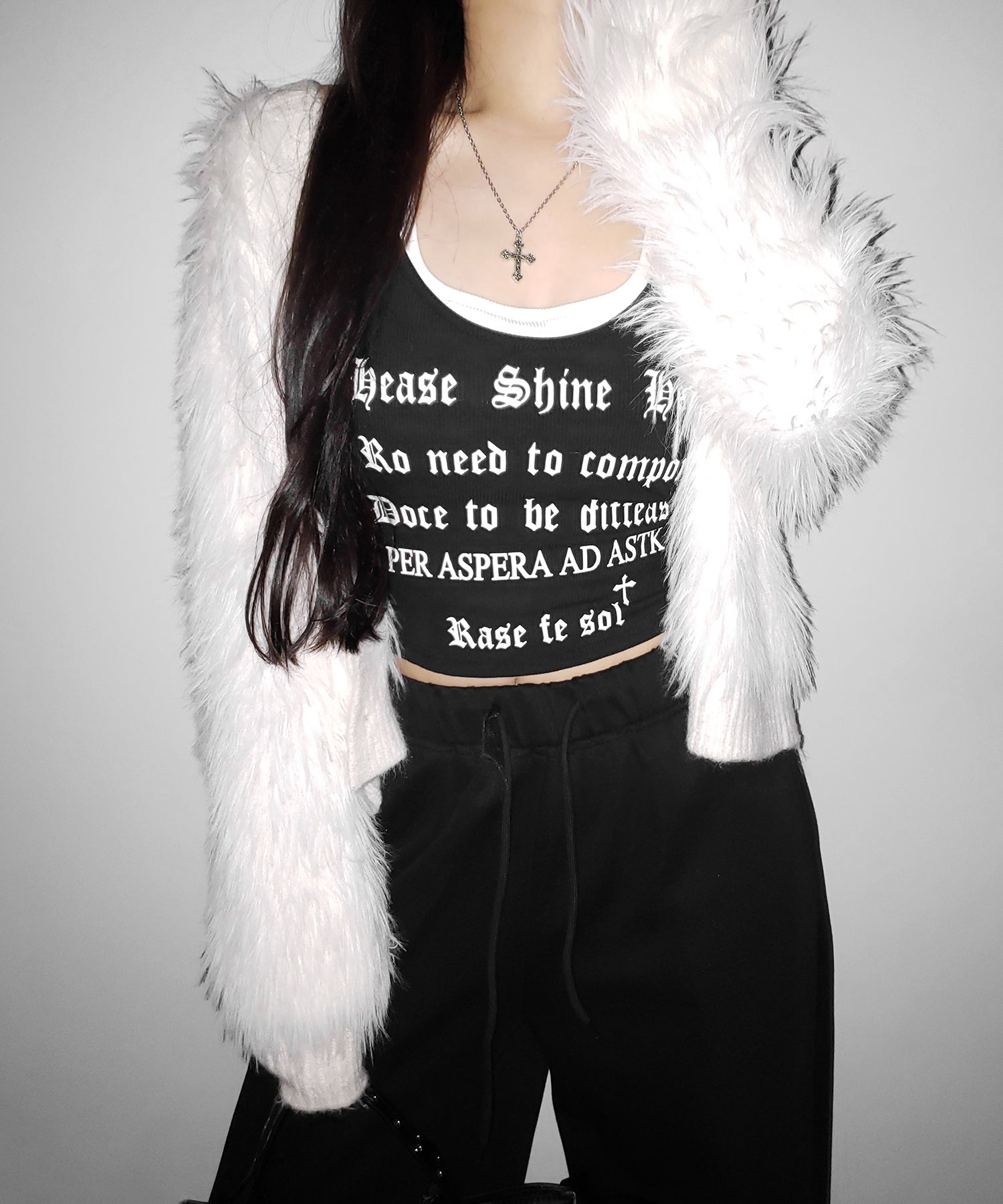 【 ２color 】グランジロゴレイヤードキャミソールトップス ／ grunge logo layered camisole tops