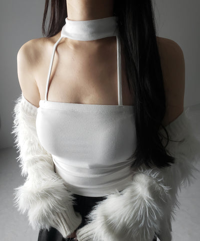 【 ３color ／ カップ付 】ダブルラインストラップチョーカーキャミソール ／ double line strap choker camisole