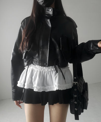 【 ３color 】裾フリルレイヤード長袖トップス ／ hem frill layered long sleeve tops