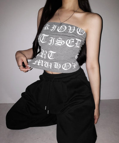 グランジロゴチューブベアトップ ／ grunge logo tube bare top