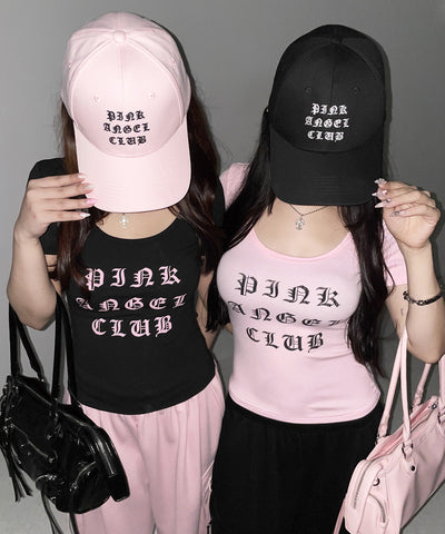 【 PINK ANGEL CLUB 】グランジロゴスリムフィットＴシャツ ／ PINK ANGEL CLUB grunge logo slim fit T-shirts