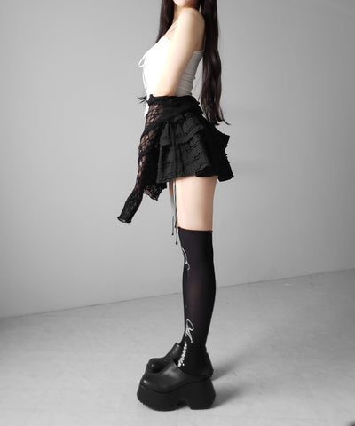フロントリボンレースショートキャミソール ／ front ribbon lace short camisole