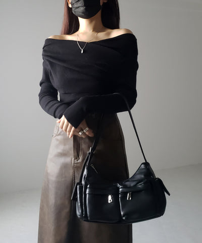 【 ３color ／ ３size 】フロントスリットヴィンテージフェイクレザースカート
