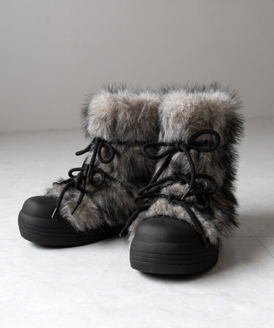 【 ２color 】ボリュームフェイクファーブーツ ／ volume fake fur boots
