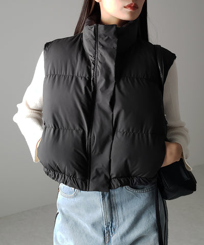 【 ２COLOR 】コンパクトショートフェイクダウンベスト