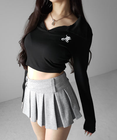 【 インパン裏地付 】プリーツスウェットマイクロミニスカパン ／ plests sweat micro mni skirt pants