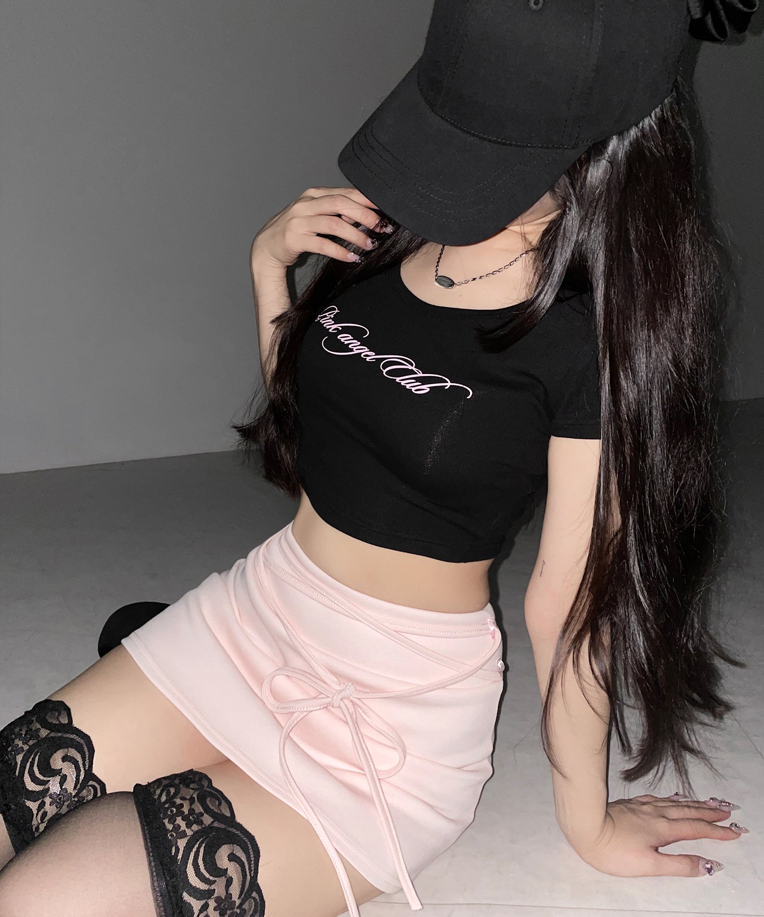 【 インパン裏地付き 】ストリングリボンミニスカート ／ string ribbon mini skirt