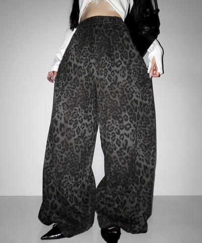 【 ２color 】ヴィンテージライクレオパードツイルワイドパンツ ／ vintage like leopard twill wide pants