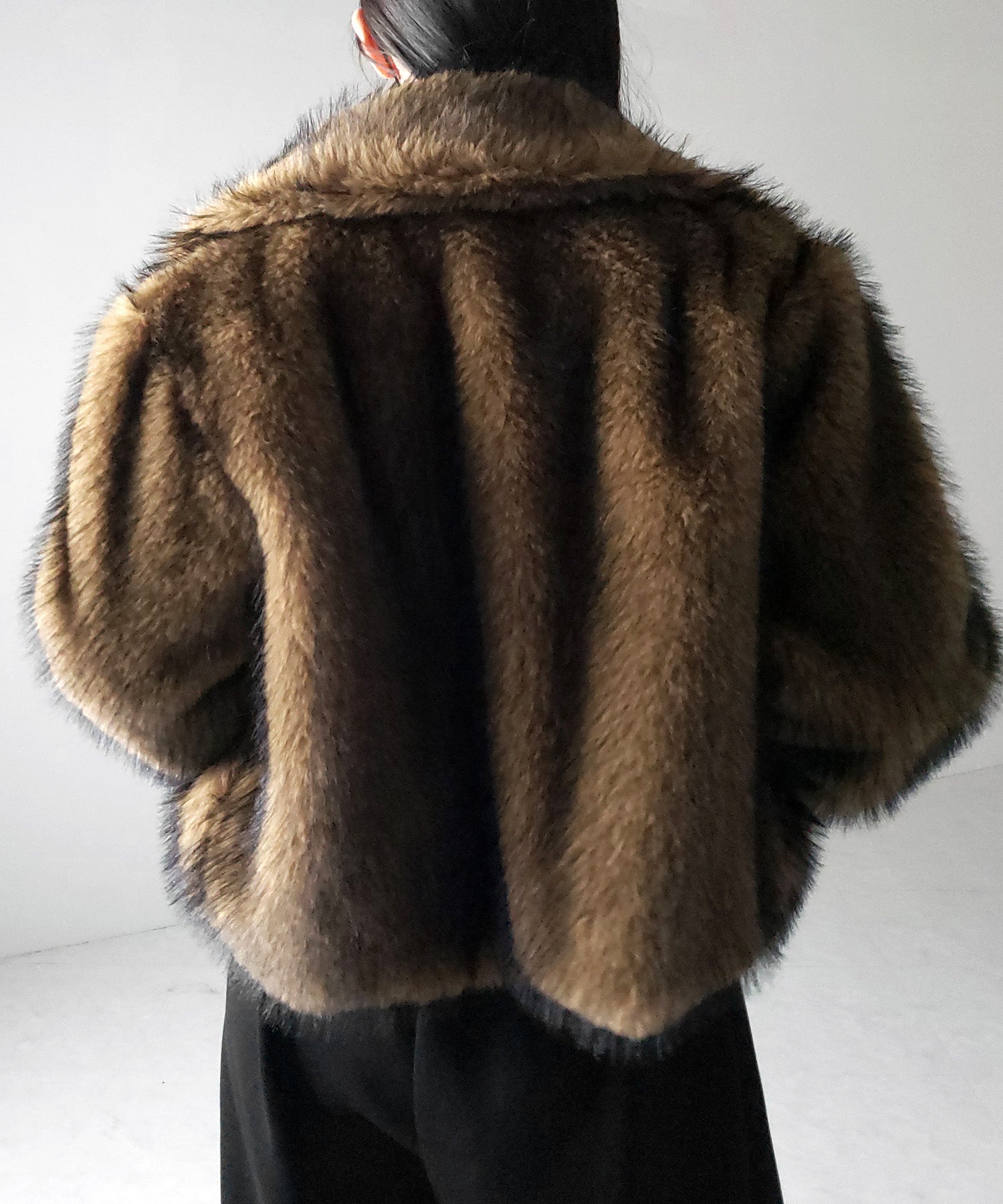 スタンドカラーミックスファーショートコート ／ stand-collar mix fur short coat