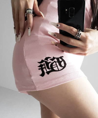【 新色ピンク追加！】グランジロゴバッククロスタンクトップミニワンピ ／ grunge logo back cross tanktop mini onepiece