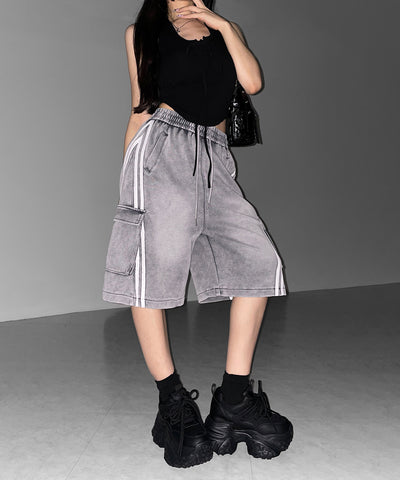 サイドラインヴィンテージワイドカーゴスウェットハーフパンツ / sideline vintage wide cargo sweat half pants