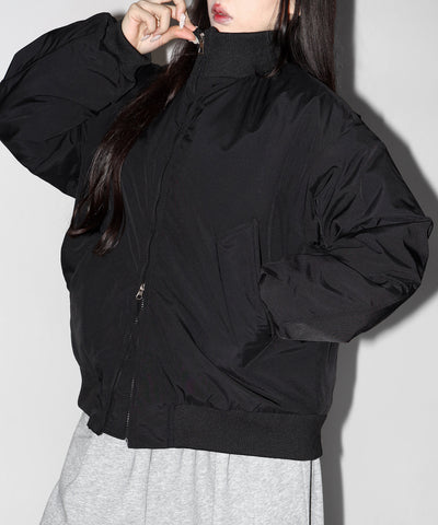 ダブルジップスタンドカラー中綿オーバーブルゾン ／ Double-zip stand-collar padded overblouson
